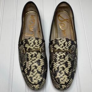 Sam Edelman Lior Womens 7.5 Croc Embossed Leather Horsebit Loafer Slip On Flats